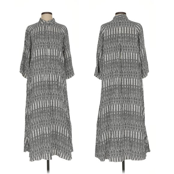 giada_forte Womens 3/4 Sleeve Collared Midi Dress Snap Button modern Minimalist - Picture 1 of 7